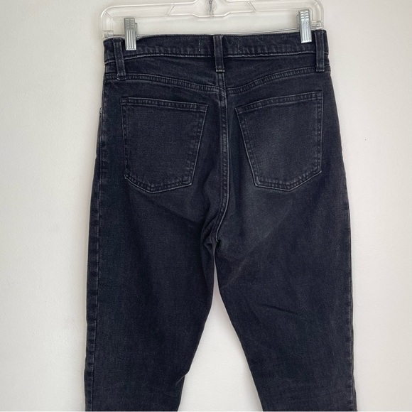 Abercrombie and Fitch The Skinny High Rise Black Jeans Split Hem size 27 solid - Picture 9 of 11